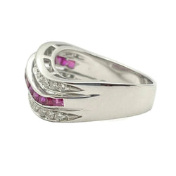 Bague Bandeau en or blanc, rubis et diamants - Castafiore