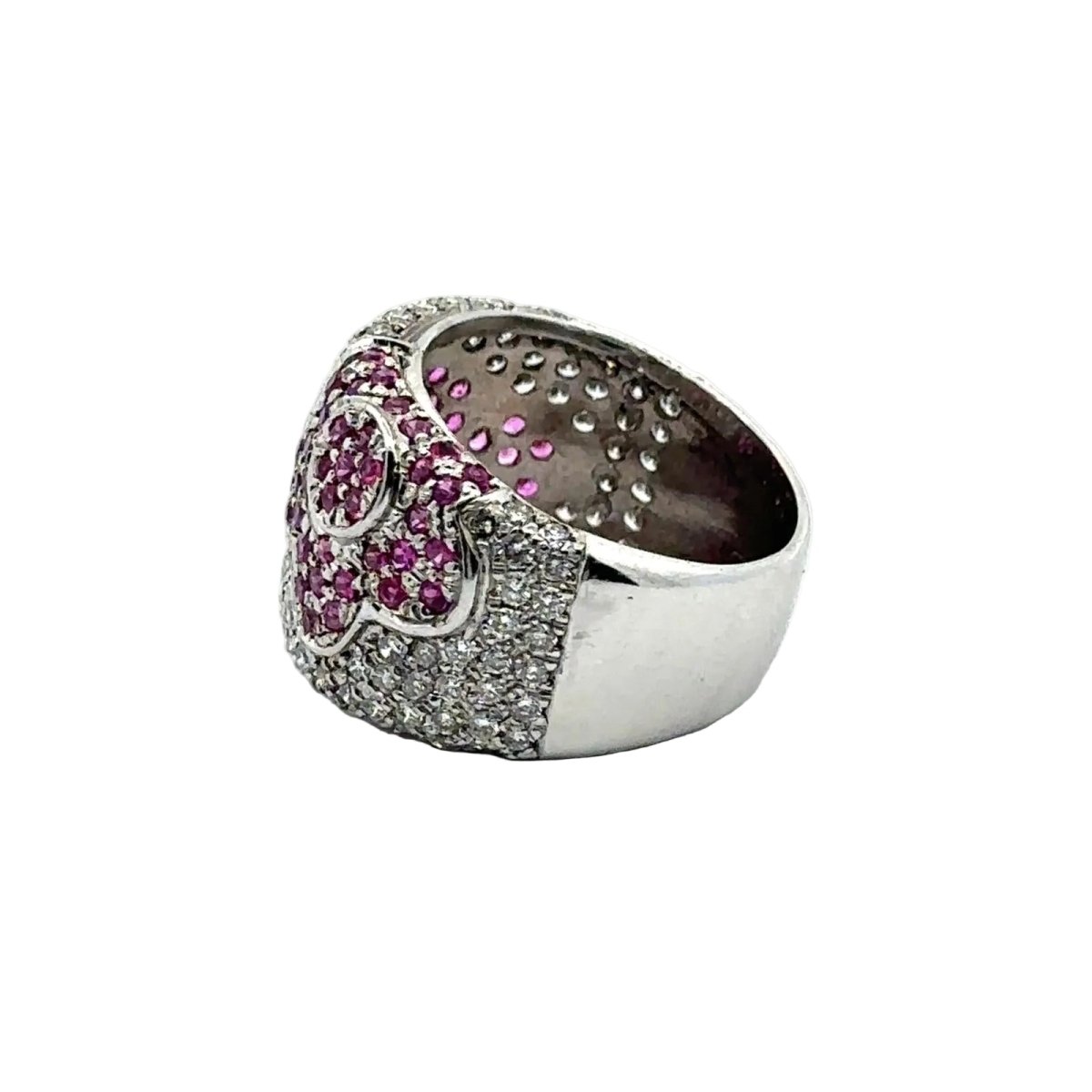 Bague Bandeau en or blanc, rubis et diamants - Castafiore