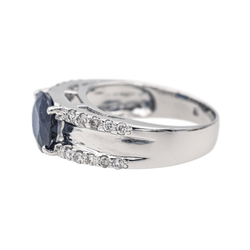 Bague Bandeau en or blanc, saphir et diamants - Castafiore