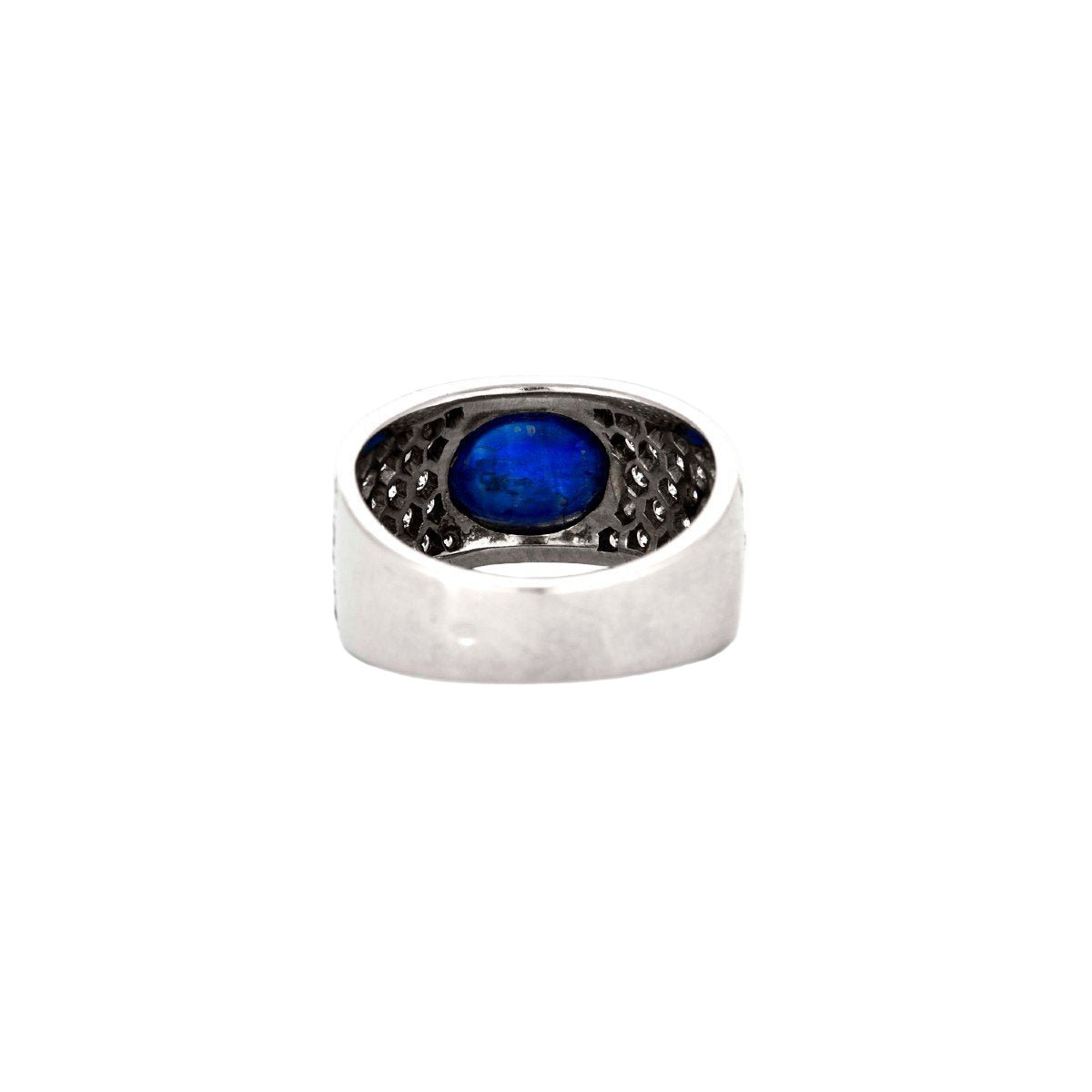 Bague Bandeau en or blanc, saphir et diamants - Castafiore