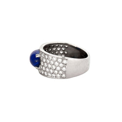 Bague Bandeau en or blanc, saphir et diamants - Castafiore