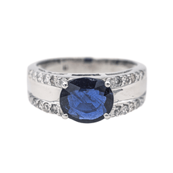 Bague Bandeau en or blanc, saphir et diamants - Castafiore