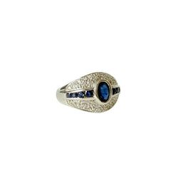 Bague Bandeau en or blanc, saphirs, et diamants - Castafiore