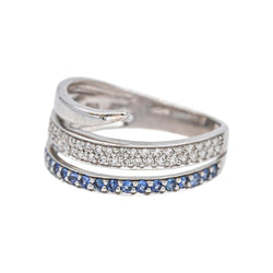 Bague Bandeau en or blanc, saphirs et diamants - Castafiore
