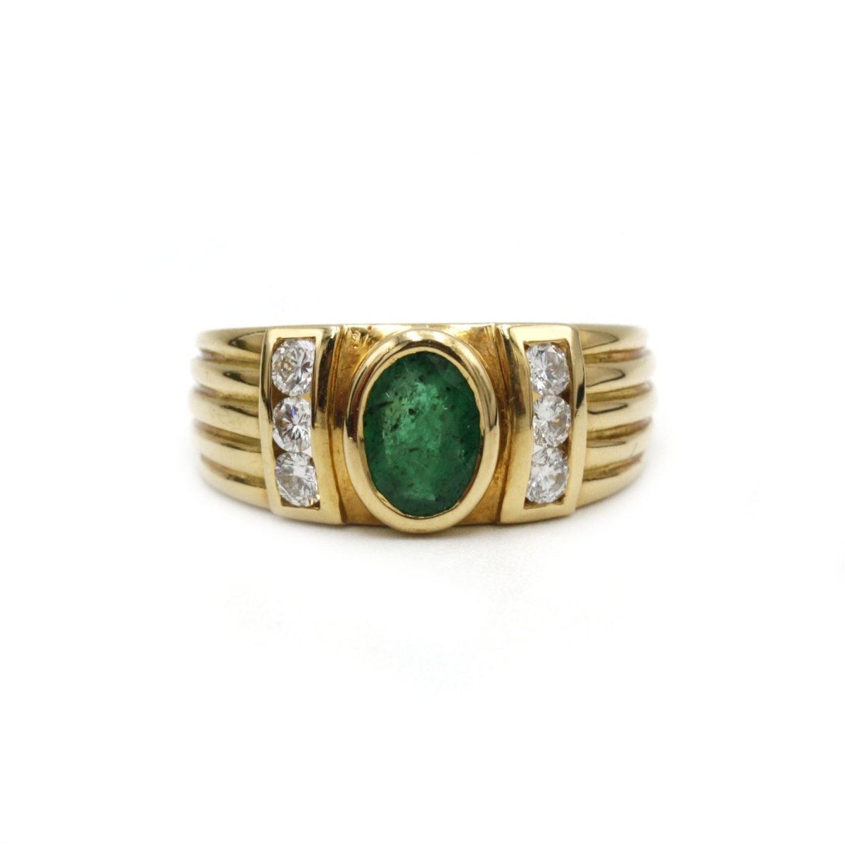 Bague Bandeau en or, émeraude et diamants - Castafiore