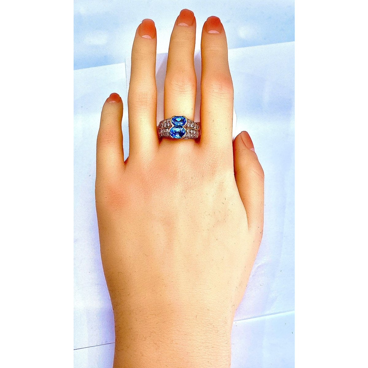 Bague bandeau en or jaune 18 carats,topaze et diamants - Castafiore