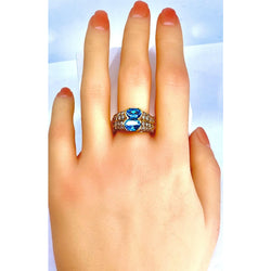 Bague bandeau en or jaune 18 carats,topaze et diamants - Castafiore