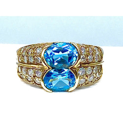 Bague bandeau en or jaune 18 carats,topaze et diamants - Castafiore