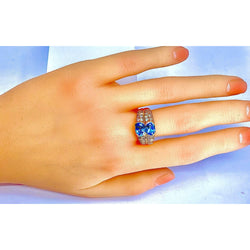 Bague bandeau en or jaune 18 carats,topaze et diamants - Castafiore