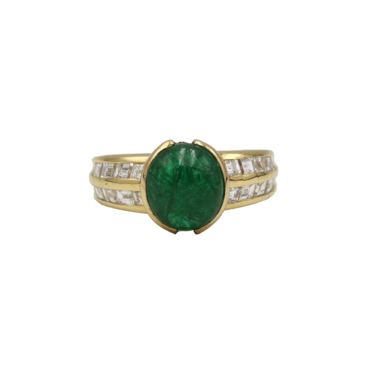 Bague Bandeau en or jaune, émeraude et diamants - Castafiore