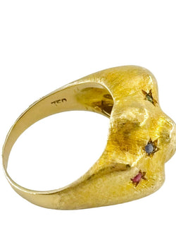 Bague Bandeau en or jaune, émeraudes, rubis, saphirs et diamant - Castafiore