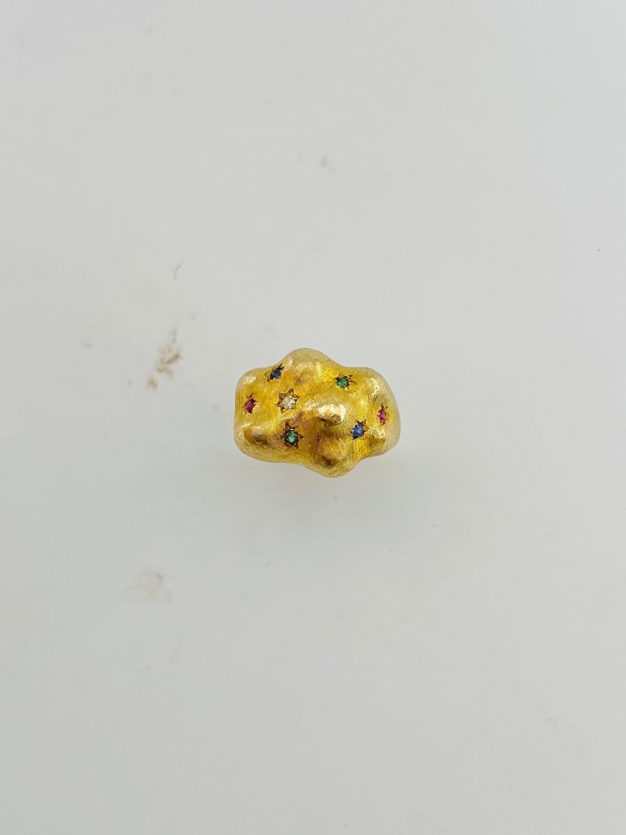 Bague Bandeau en or jaune, émeraudes, rubis, saphirs et diamant - Castafiore