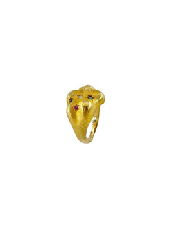 Bague Bandeau en or jaune, émeraudes, rubis, saphirs et diamant - Castafiore