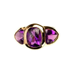 Bague Bandeau en or jaune et améthystes - Castafiore