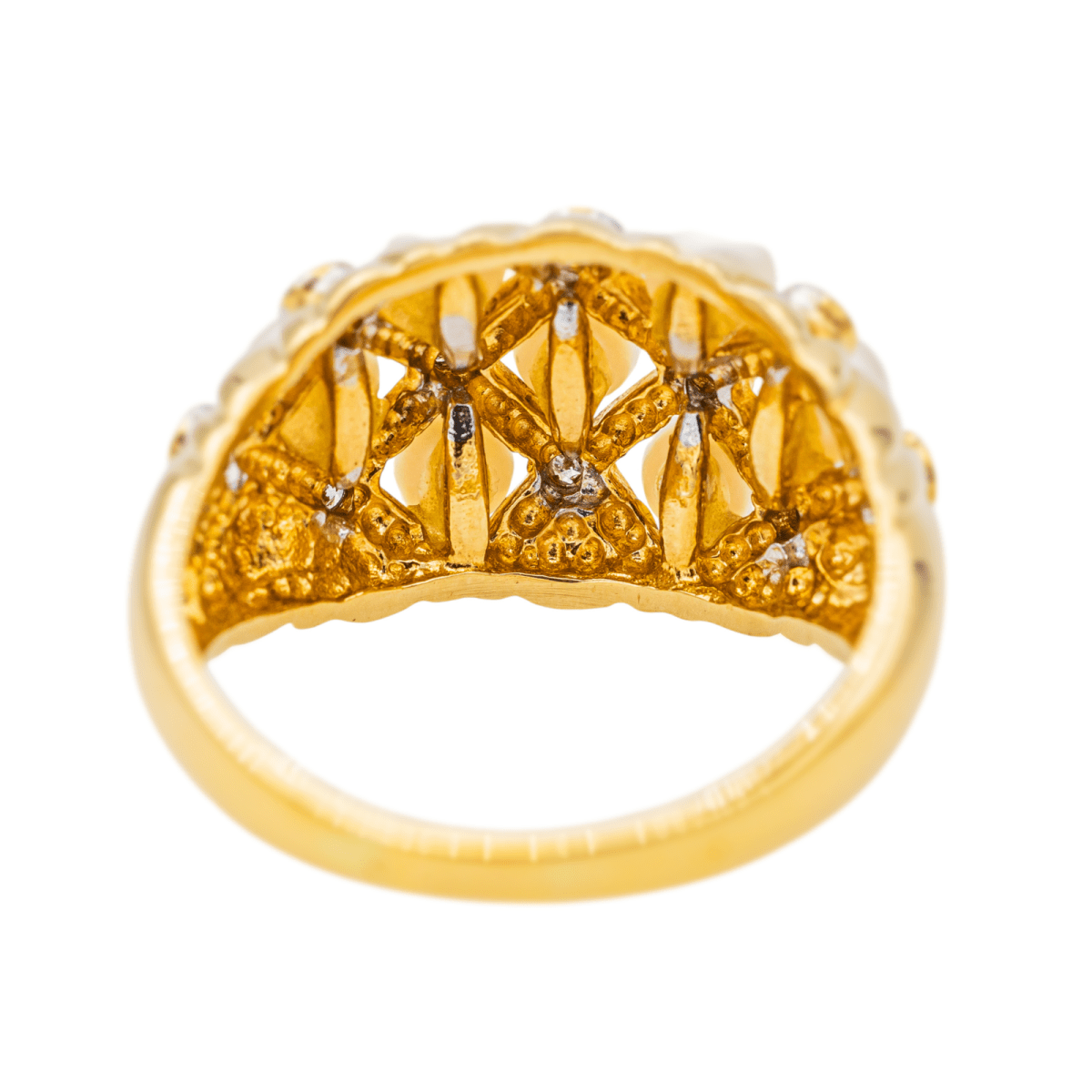 Bague Bandeau en or jaune et blanc, perle de culture et diamants - Castafiore