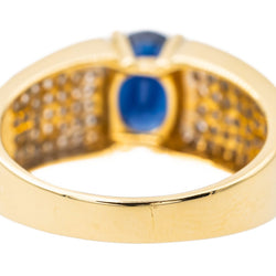 Bague bandeau en or jaune et blanc, saphir et diamant - Castafiore