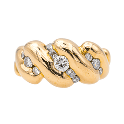 Bague BANDEAU en or jaune et diamants - Castafiore