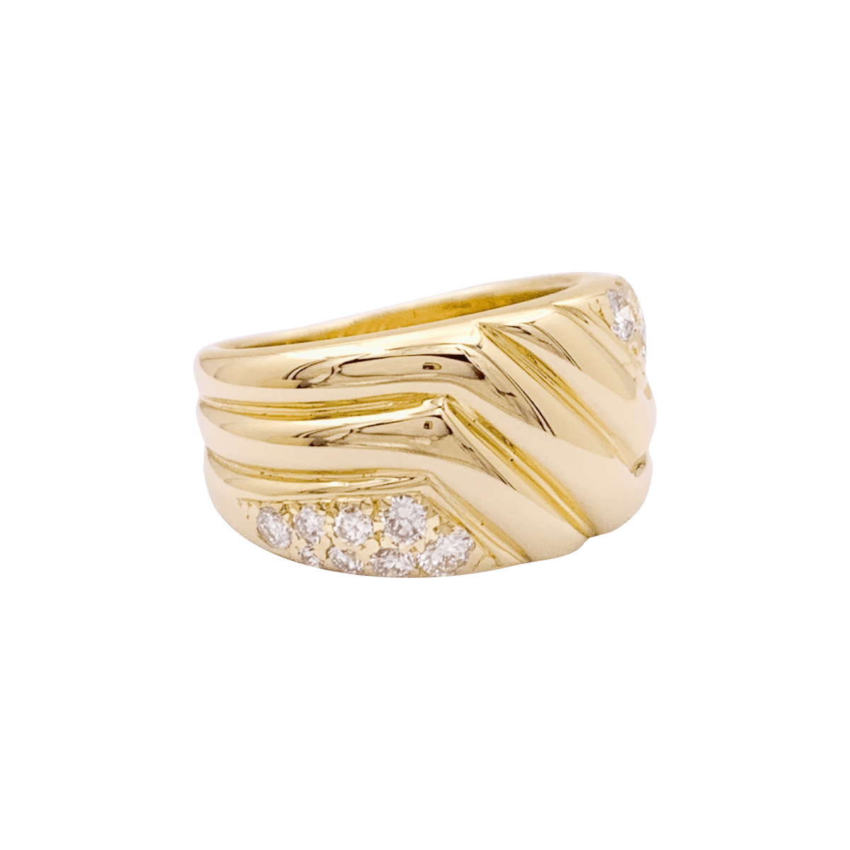 Bague Bandeau en or jaune et diamants - Castafiore