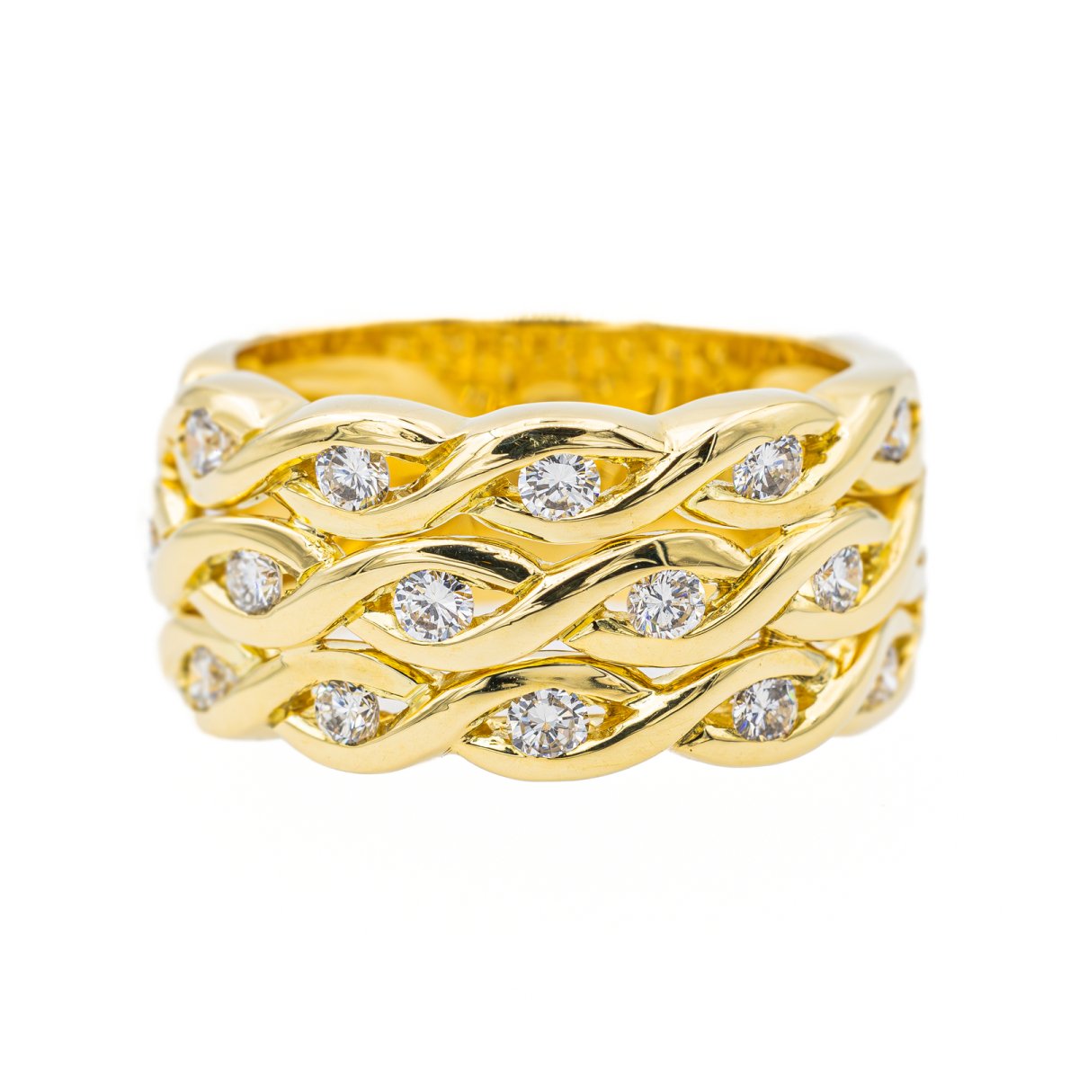 Bague Bandeau en or jaune et diamants - Castafiore