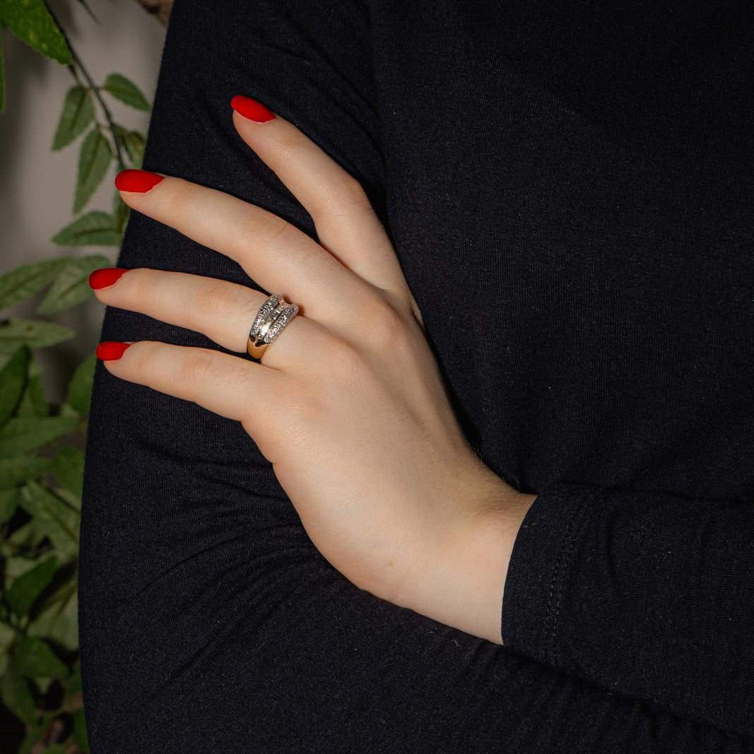 Bague Bandeau en or jaune et diamants - Castafiore