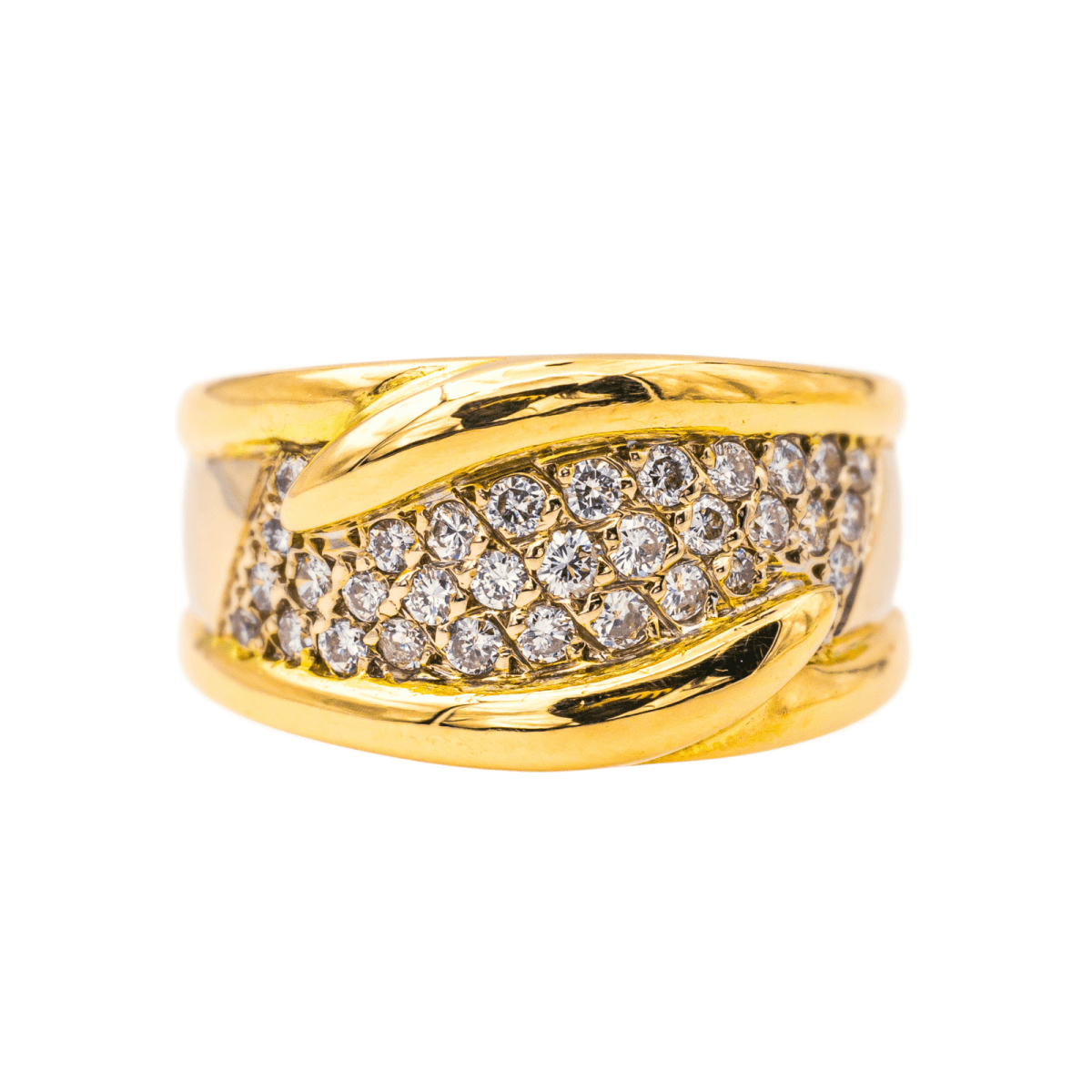 Bague Bandeau en or jaune et diamants - Castafiore