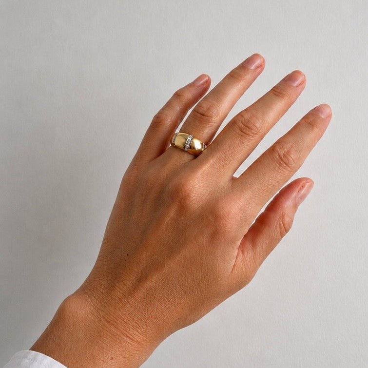 Bague Bandeau en or jaune et diamants - Castafiore