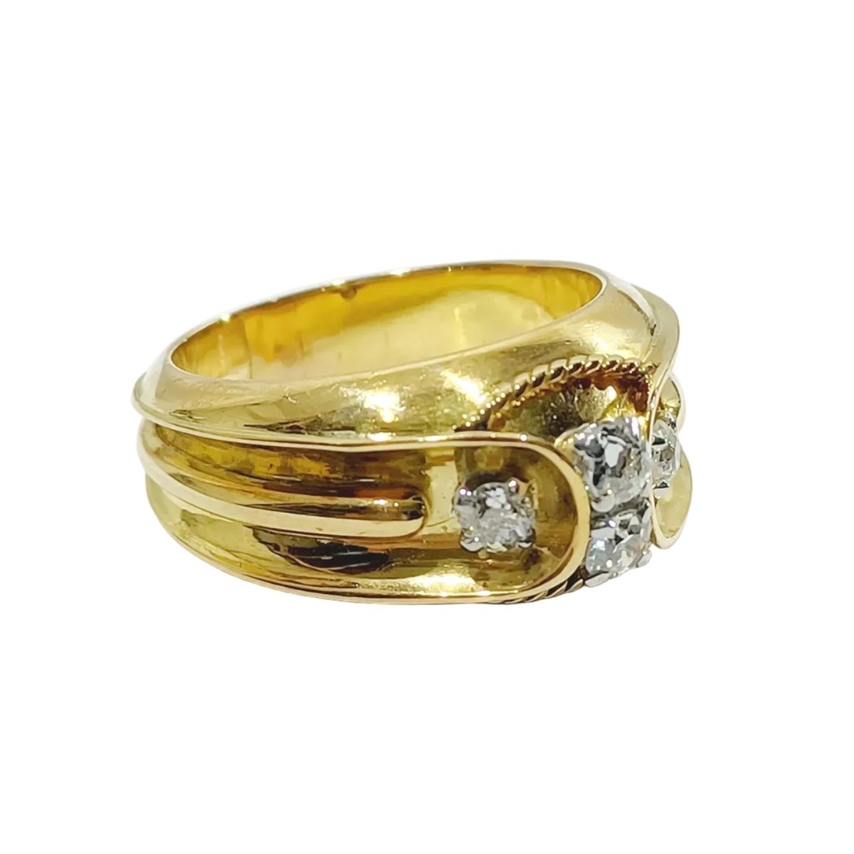 Bague Bandeau en or jaune et diamants - Castafiore
