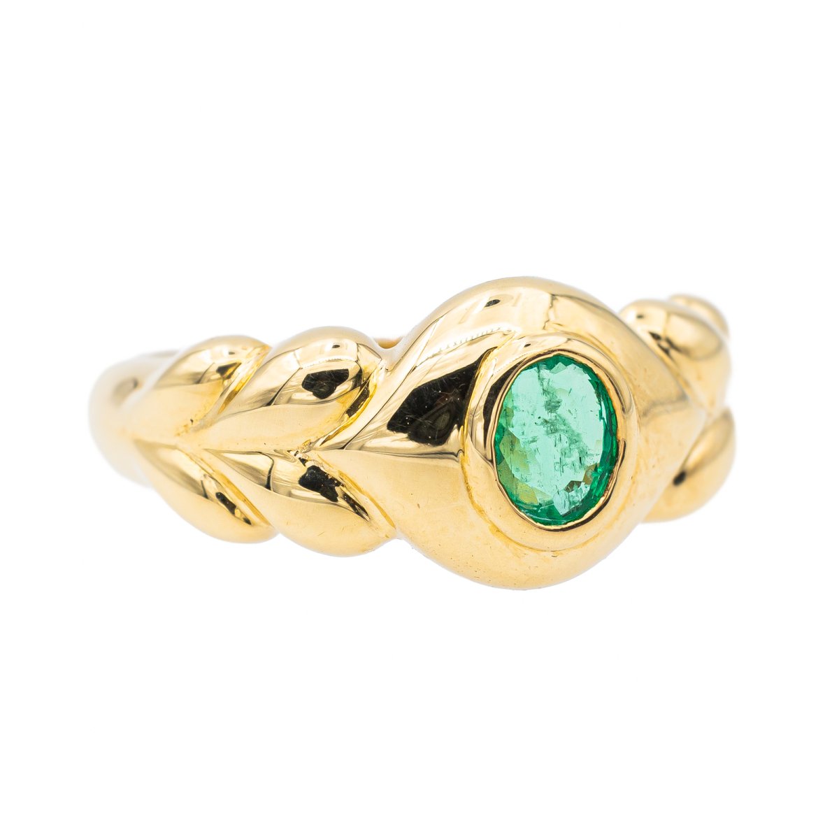 Bague Bandeau en or jaune et émeraude - Castafiore