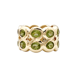Ring headband yellow gold and peridots.