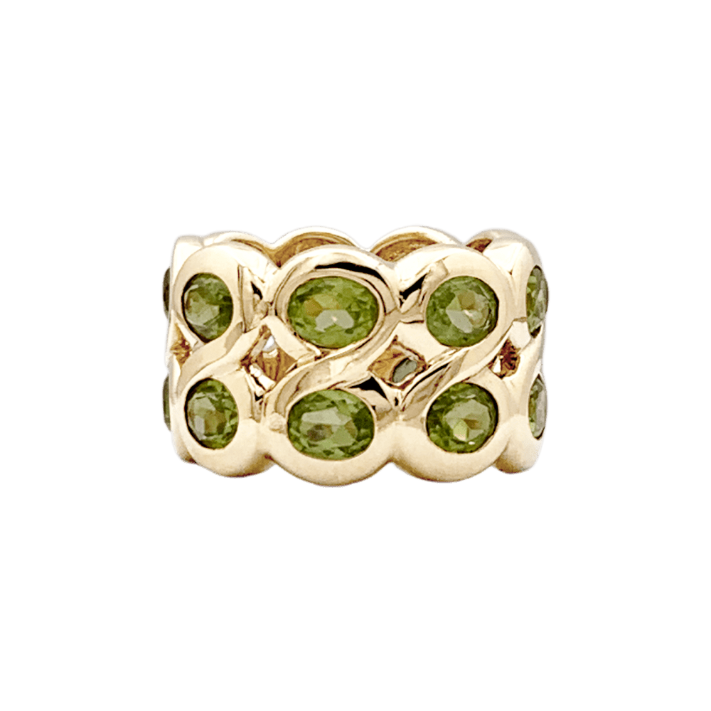 Ring headband yellow gold and peridots.