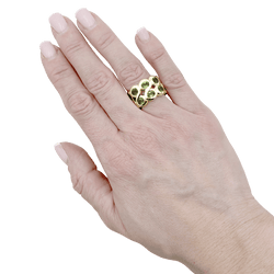 Ring headband yellow gold and peridots.