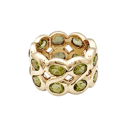 Ring headband yellow gold and peridots.