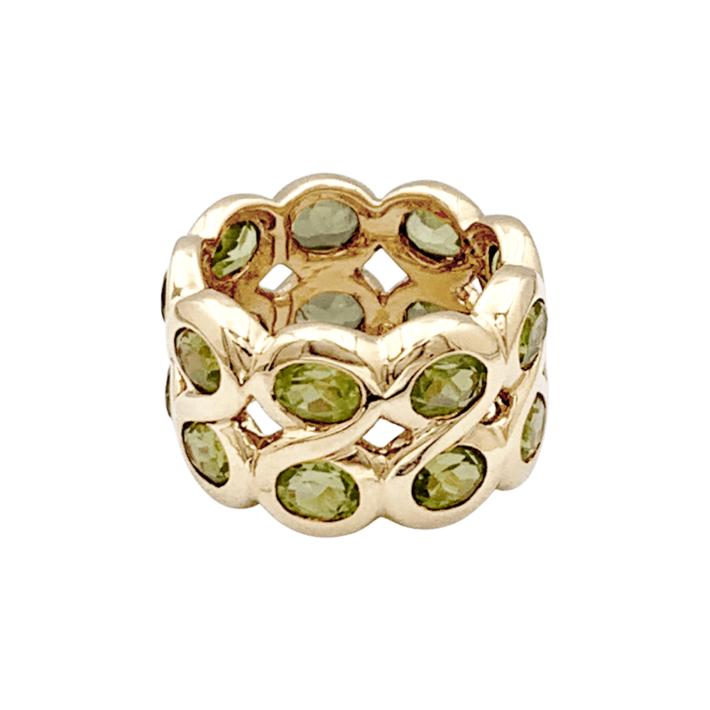 Ring headband yellow gold and peridots.
