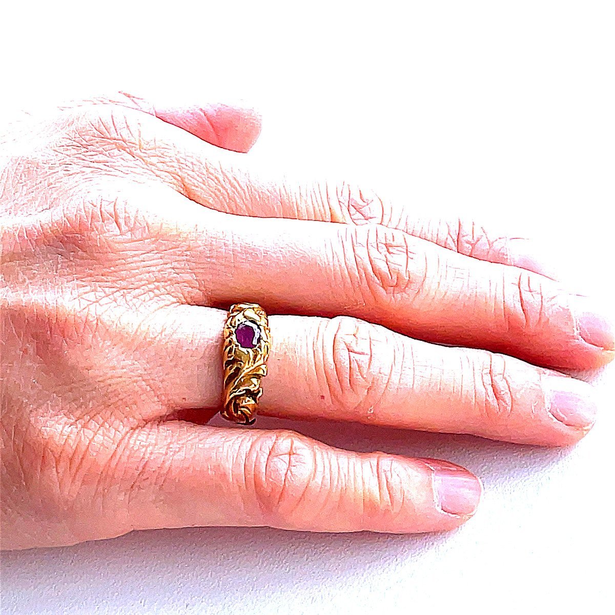 Bague Bandeau en or jaune et rubis - Castafiore