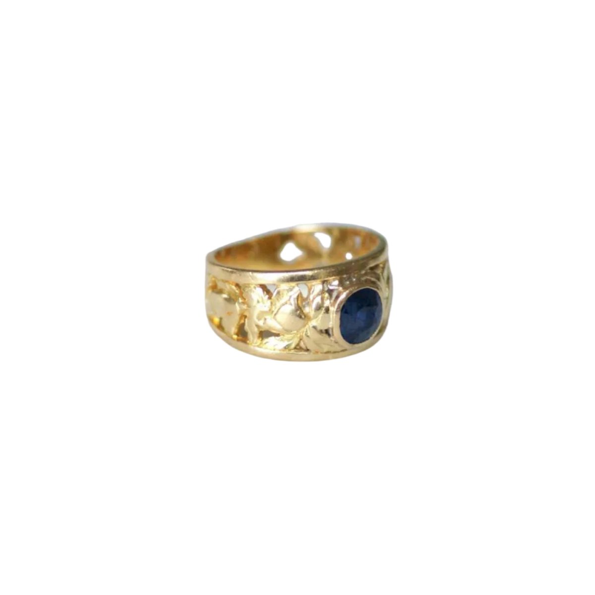 Bague Bandeau en or jaune et saphir - Castafiore