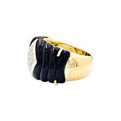 Bague Bandeau en or jaune, onyx et diamants - Castafiore