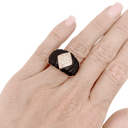 Bague Bandeau en or jaune, onyx et diamants - Castafiore