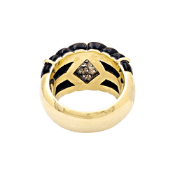 Bague Bandeau en or jaune, onyx et diamants - Castafiore