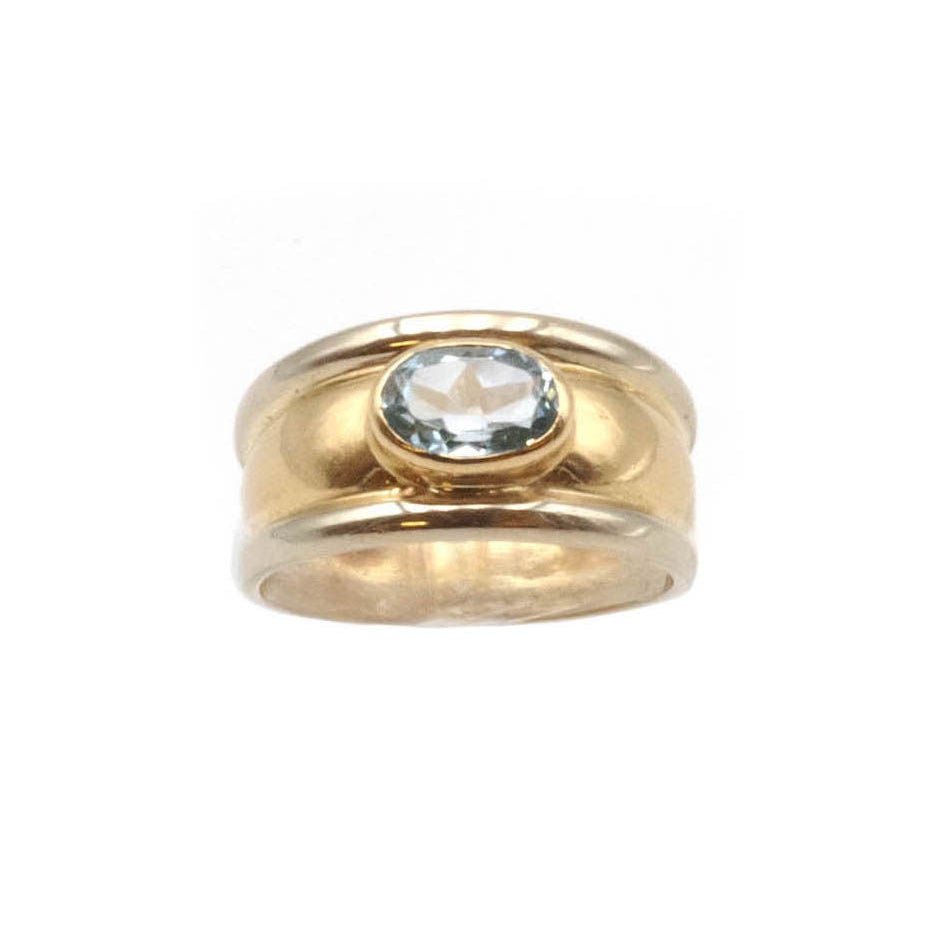 Bague Bandeau en or jaune, or blanc et topaze - Castafiore