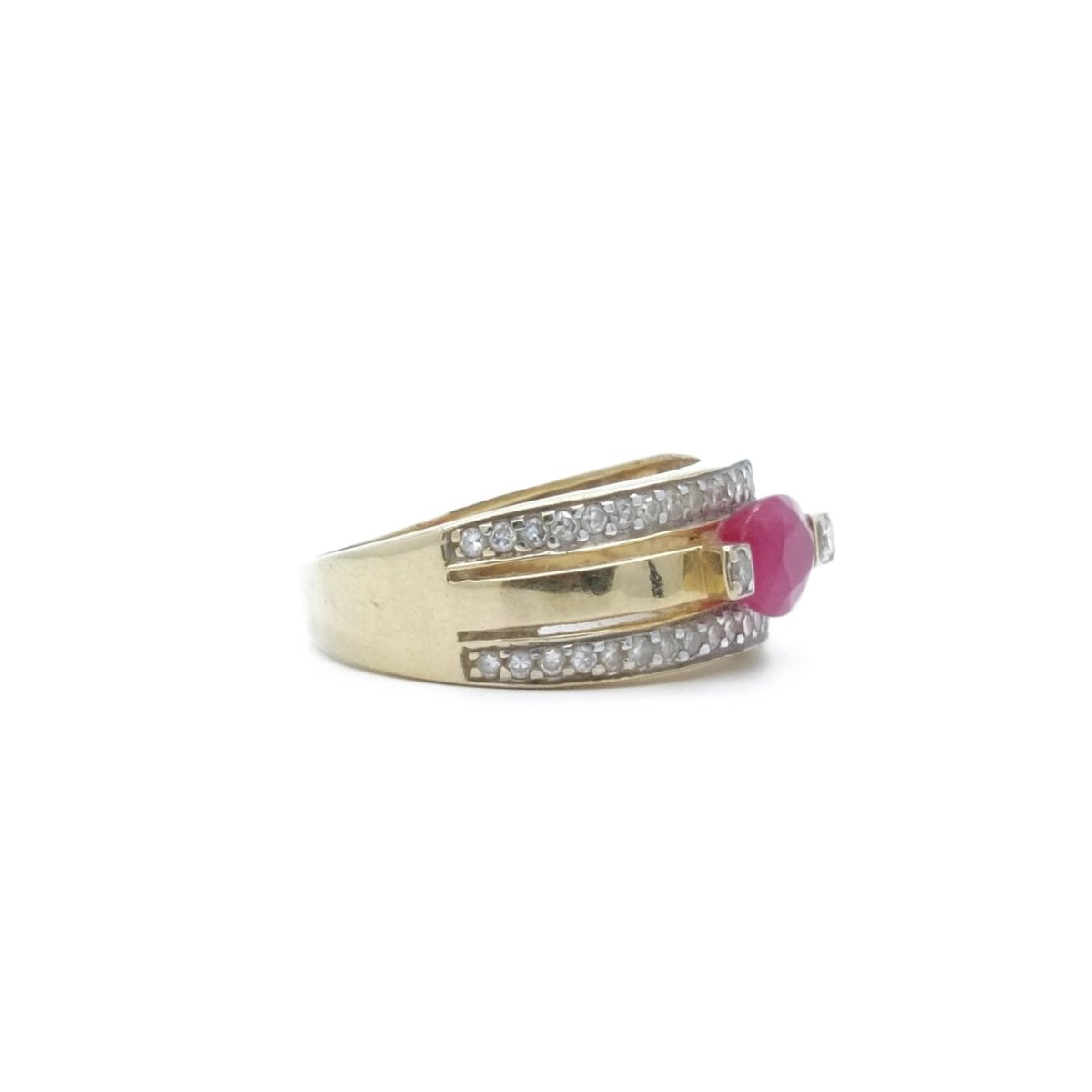 Bague Bandeau en or jaune, or blanc, rubis et diamants - Castafiore