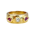 Bague Bandeau en or jaune, rubis et diamant - Castafiore