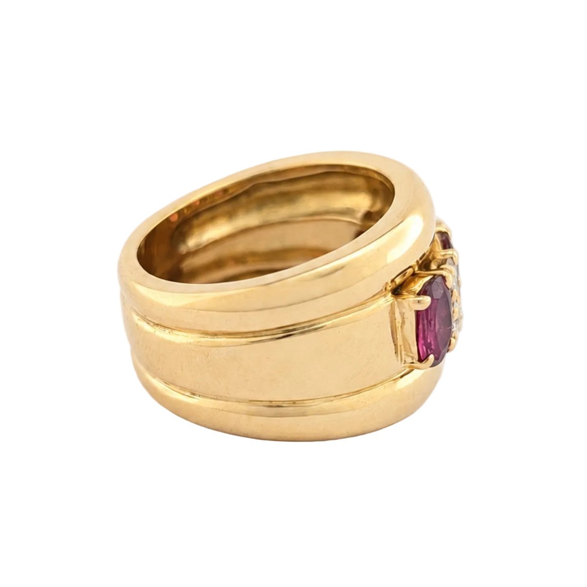 Bague Bandeau en or jaune, rubis et diamants - Castafiore