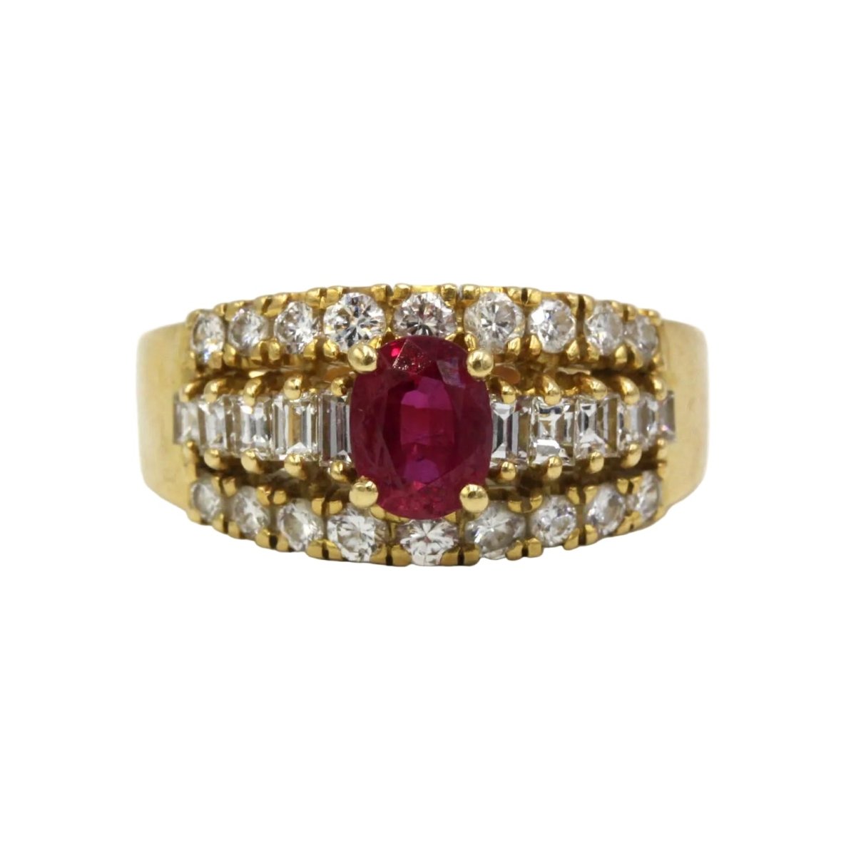 Ring Headband in yellow gold, rubies and diamonds - Castafiore