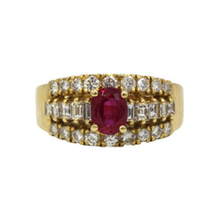 Ring Headband in yellow gold, rubies and diamonds - Castafiore