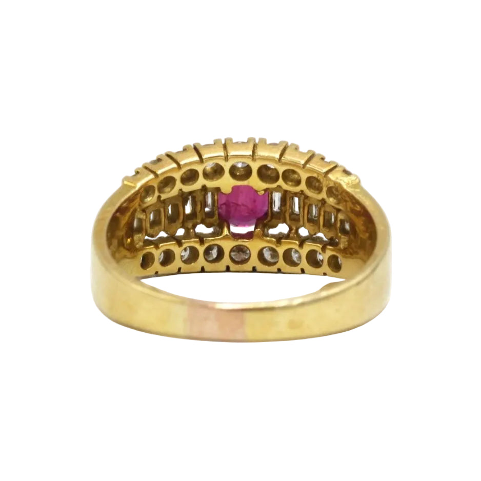 Ring Headband in yellow gold, rubies and diamonds - Castafiore
