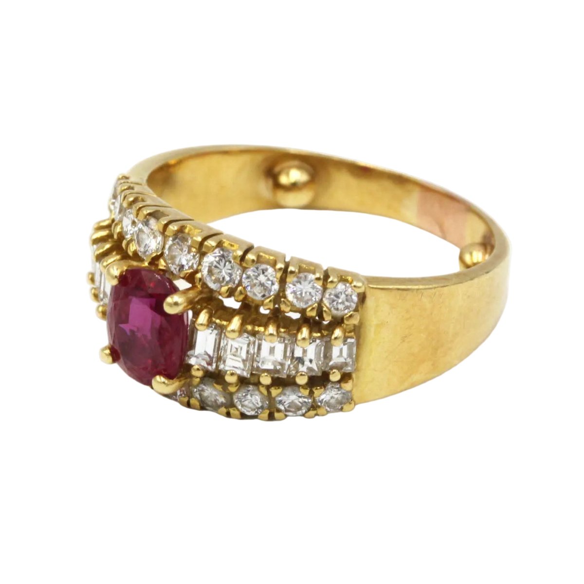 Ring Headband in yellow gold, rubies and diamonds - Castafiore