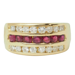 Bague Bandeau en or jaune, rubis et diamants - Castafiore