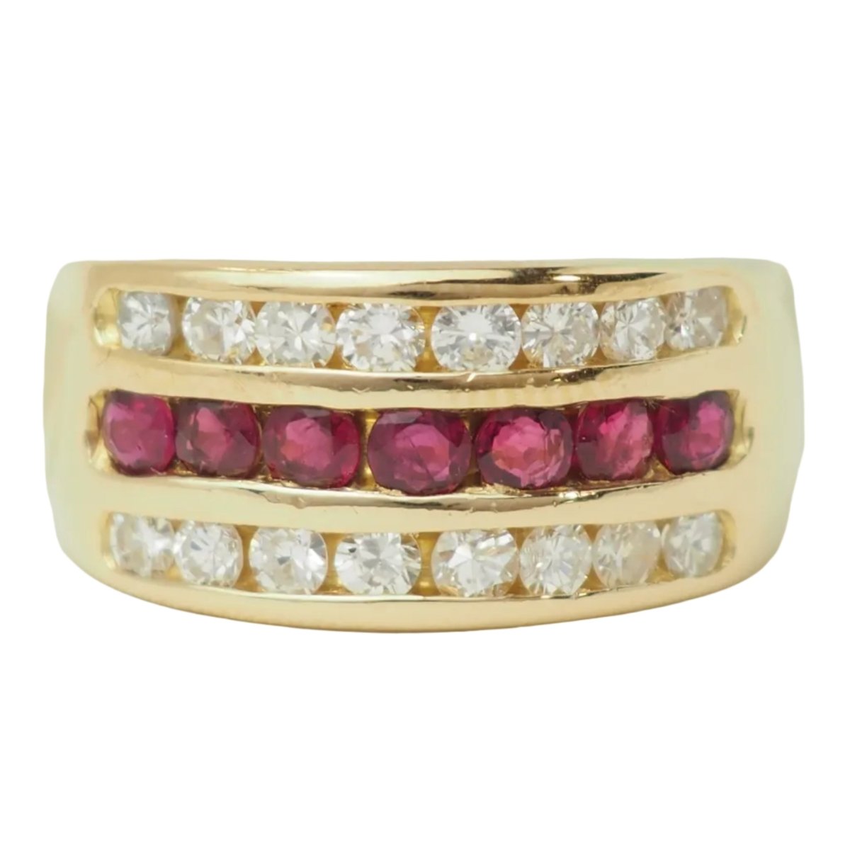 Bague Bandeau en or jaune, rubis et diamants - Castafiore