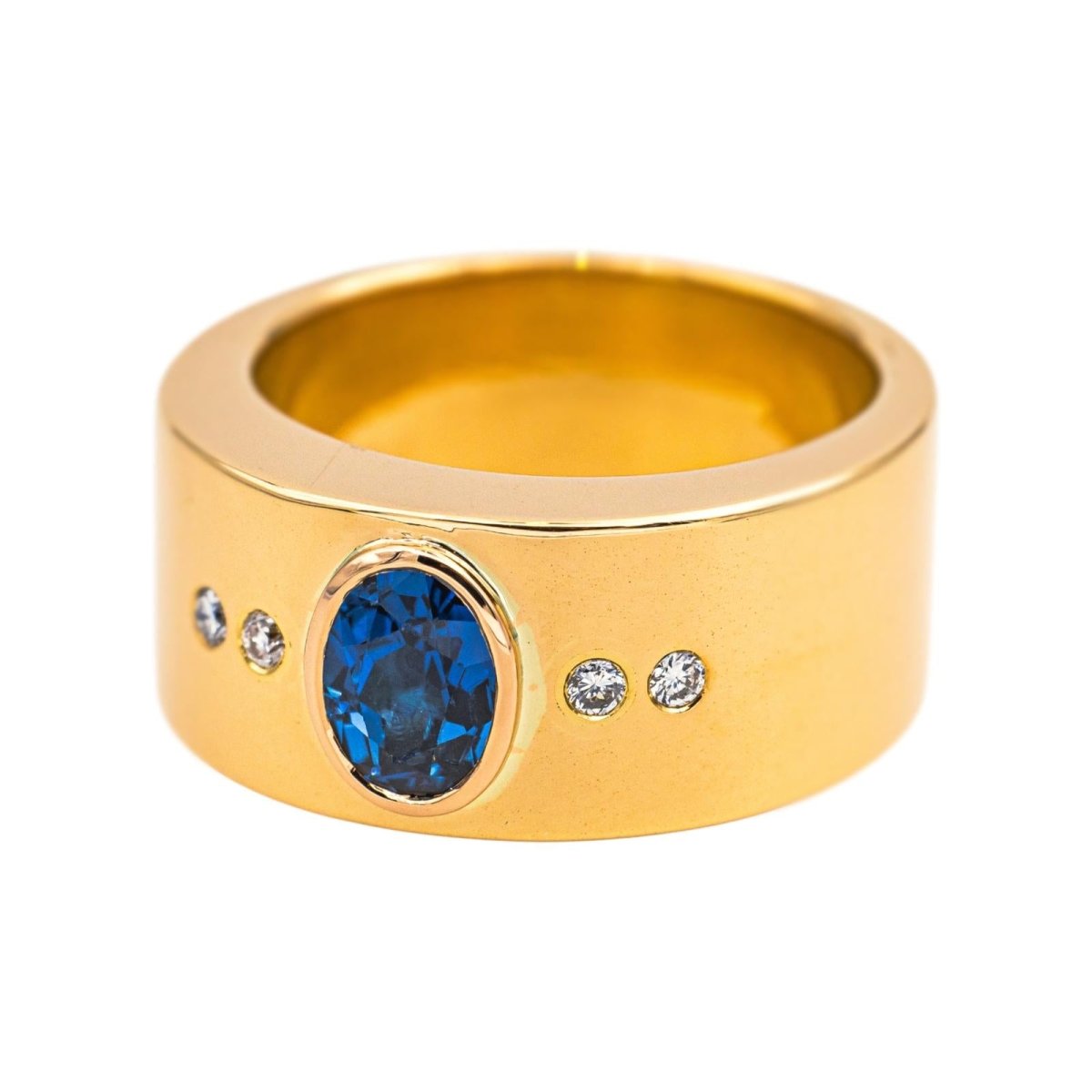 Bague Bandeau en or jaune, saphir et diamants - Castafiore