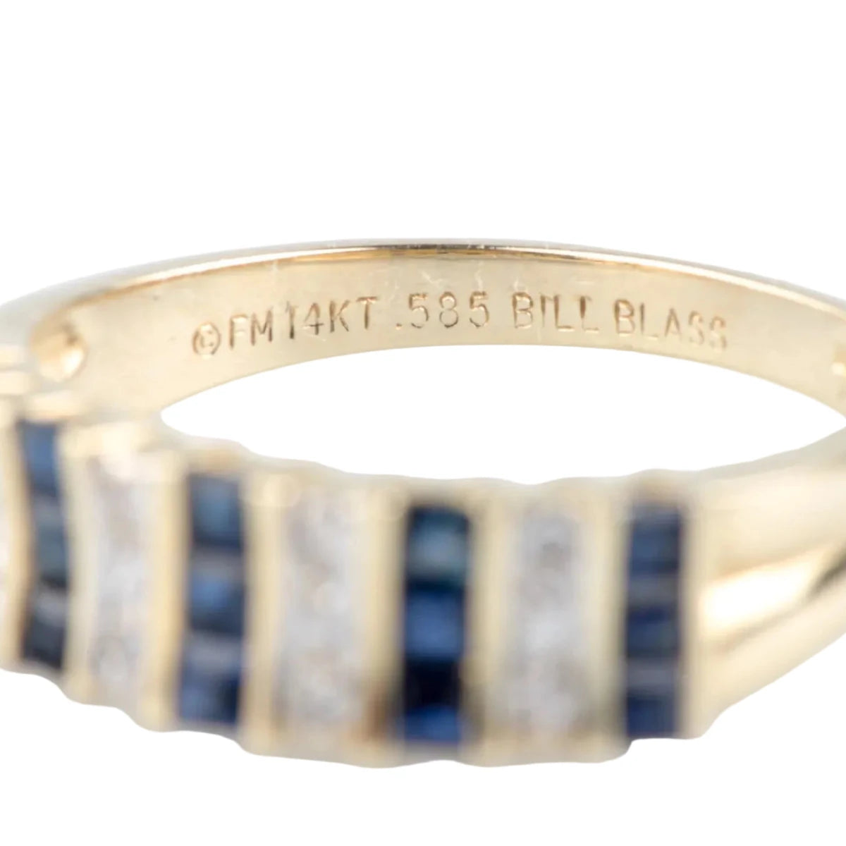 Bague Bandeau en or jaune, saphirs et diamants - Castafiore